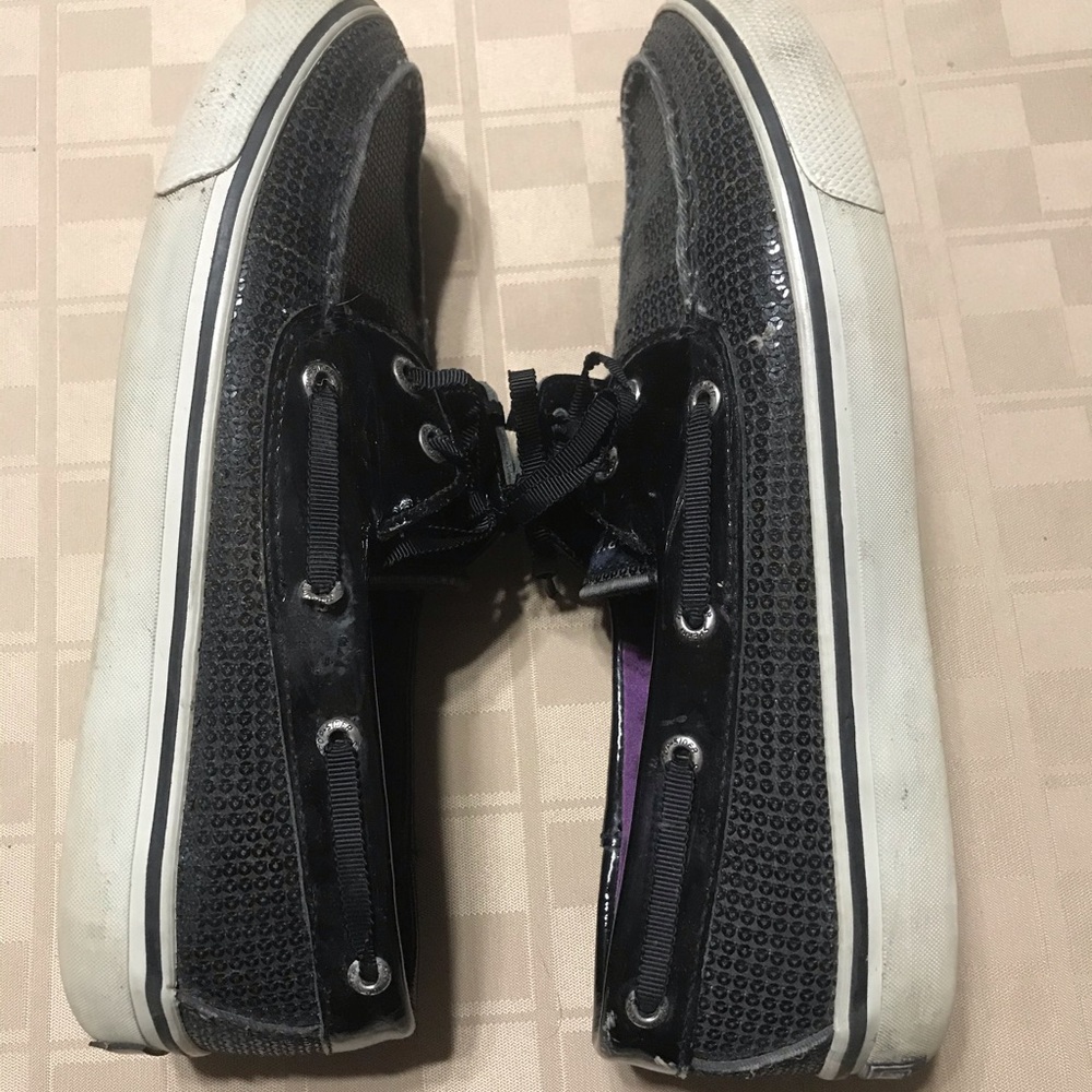 Sperry Top Sider Slip Casual Shoes Black Sparkles
